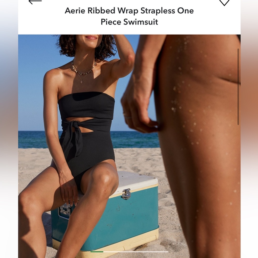Aerie rubbed black strapless one piece XL LONG